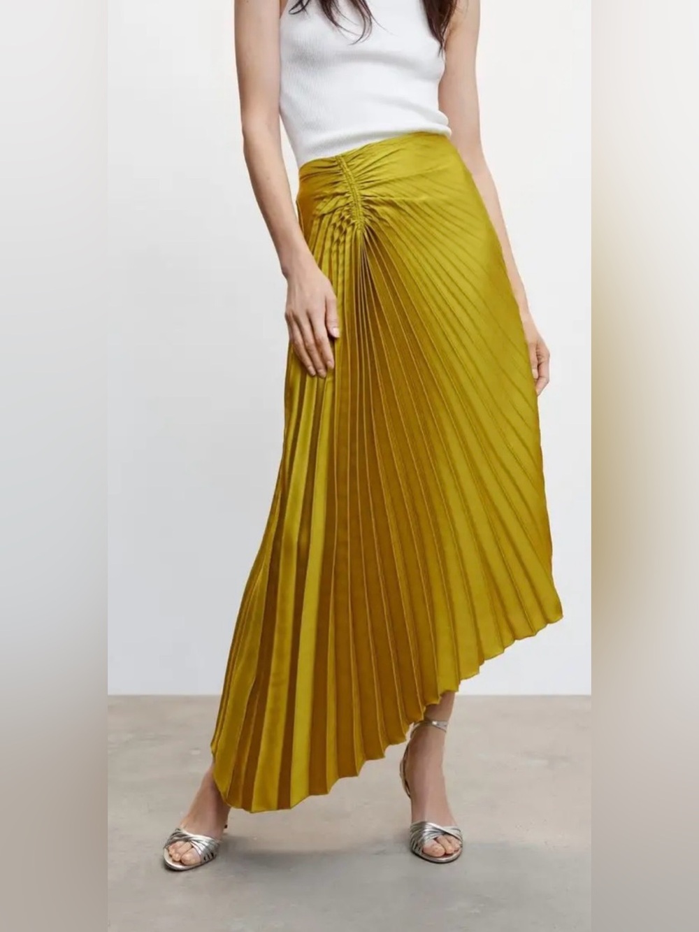 MANGO Mango Asymmetric Pleated Satin Skirt Size 6